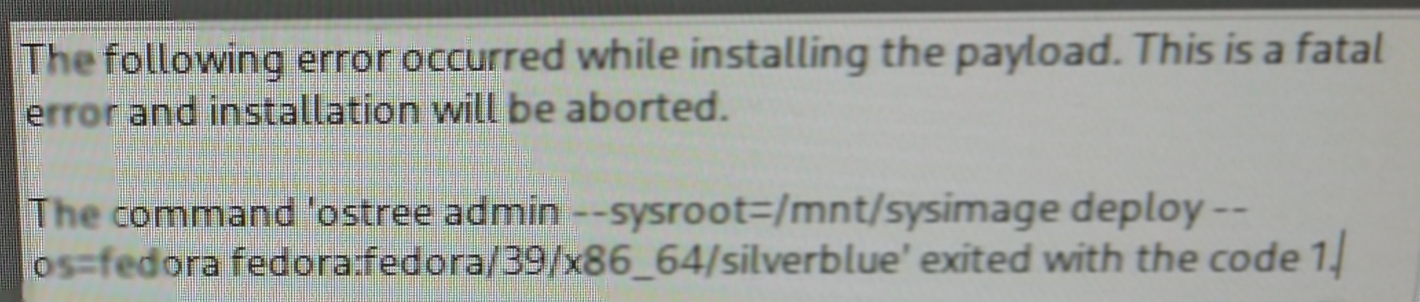 Fedora installation fail